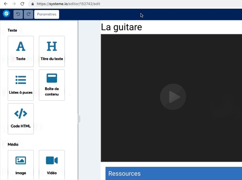 creer formation guitare avec systeme io