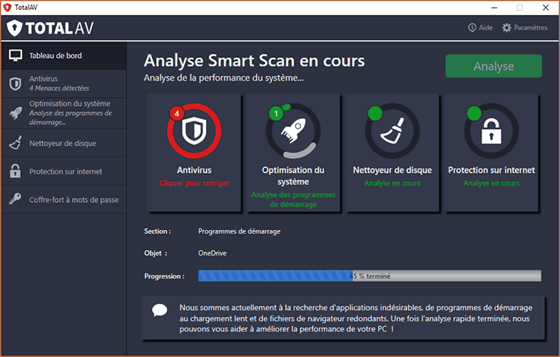 analyse performance systeme totalav