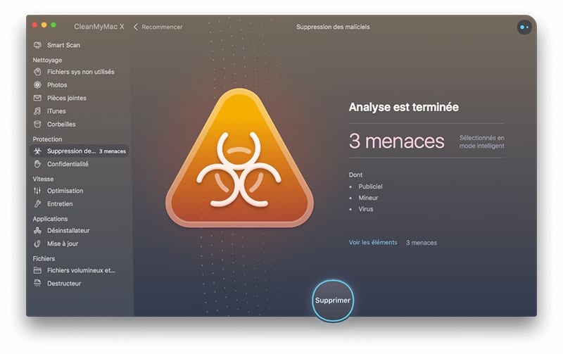 CleanMyMac X supprimer eventuels malwares