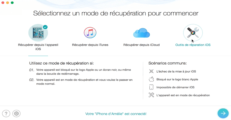 mode recuperation fichiers phonerescue