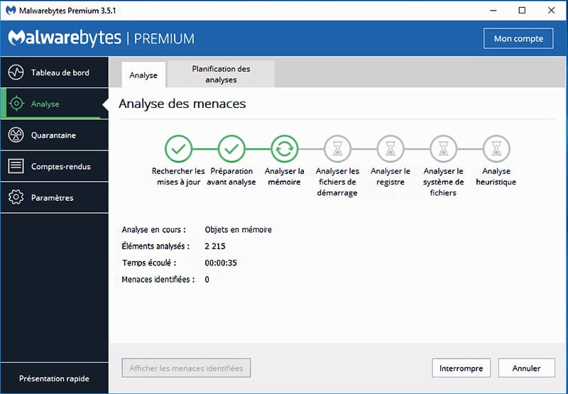 malwarebytes premium analyse menaces