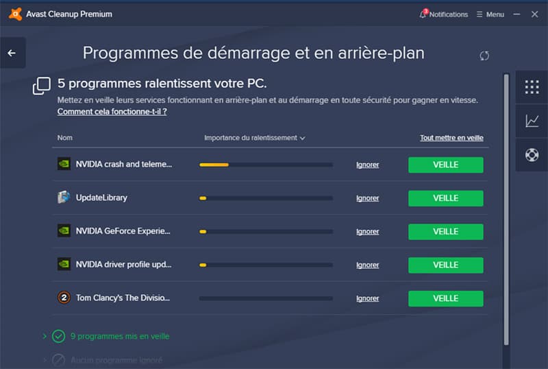 avast cleanup mode veille