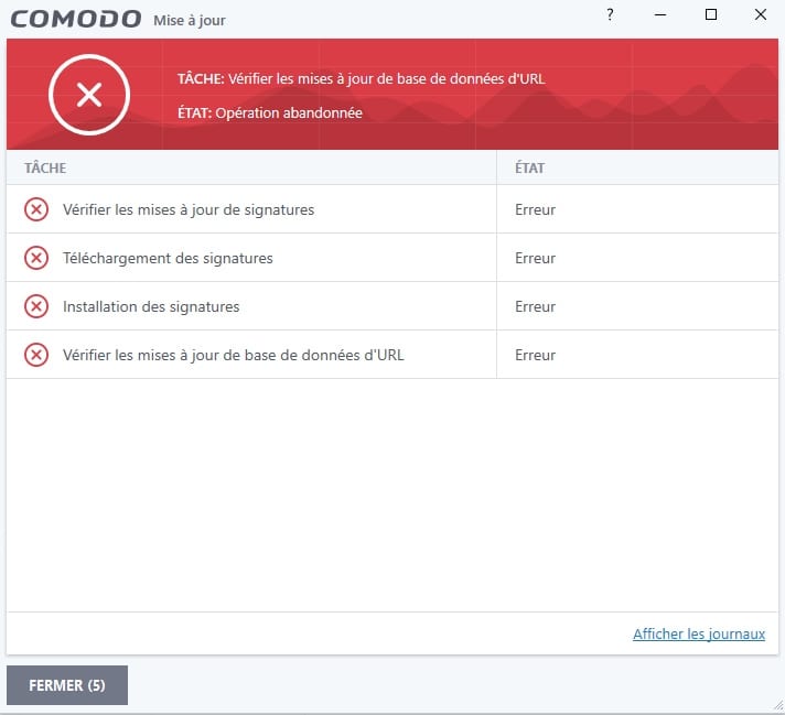 comodo verifier mises a jours