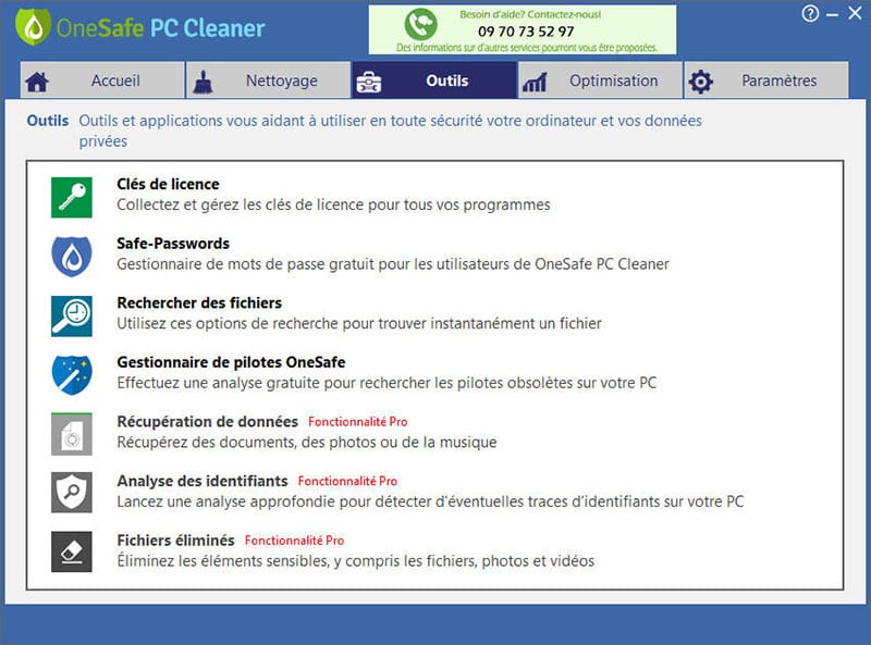 outils onesafe pc cleaner