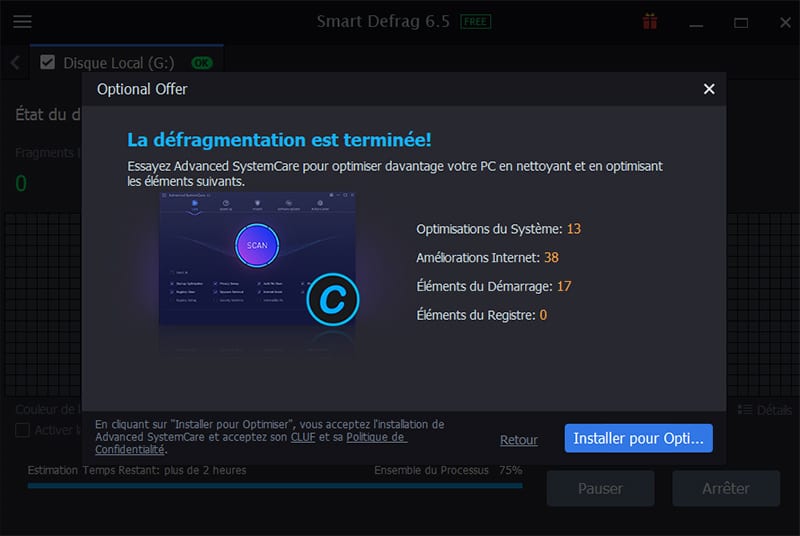 smart defrag defragmentation rapide