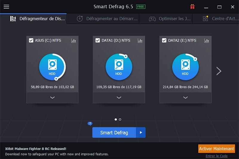 smart defrag defragmenter disque