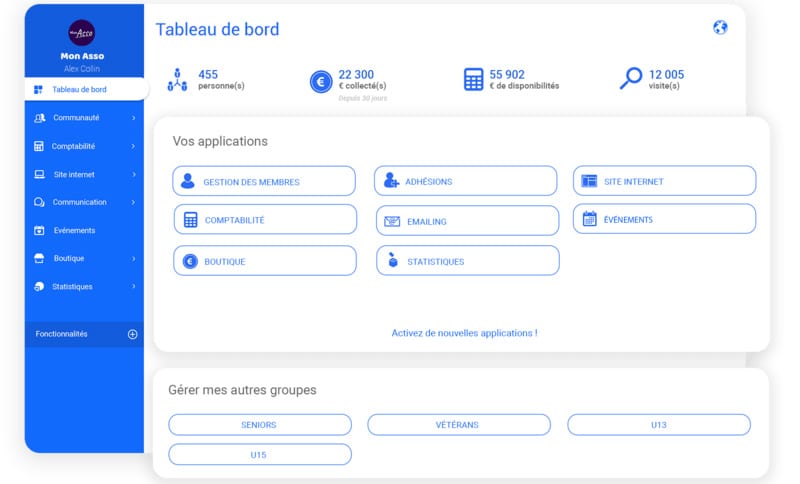 tableau de bord assoconect