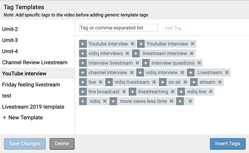 vidiq referencements tags