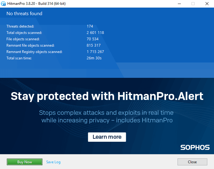 hitman pro detecter fichiers inconnus
