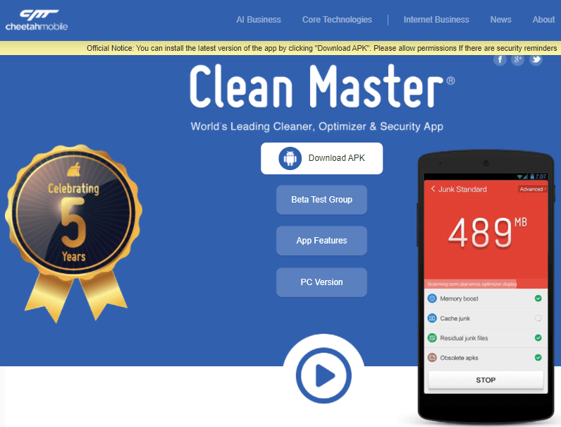 clean master cheetah mobile