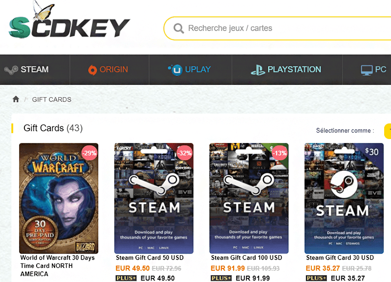 avis scdkey achat cartes cadeaux