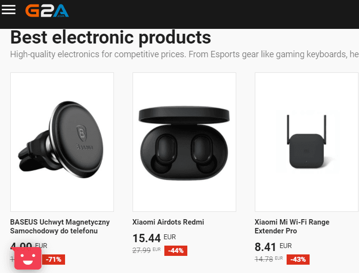 g2a vente produits electriniques avis