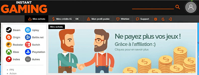 instant gaming affiliation avis