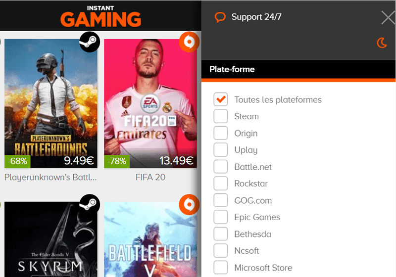 recherche jeux video instant gaming avis