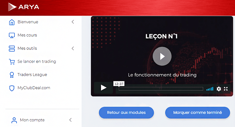 suivre formation arya trading avis