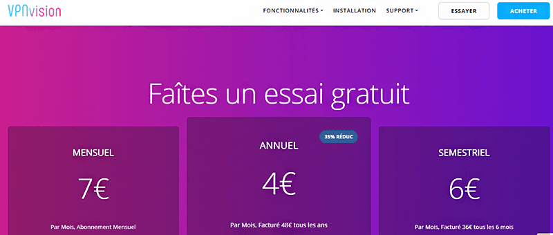 tarifs vpnvision avis